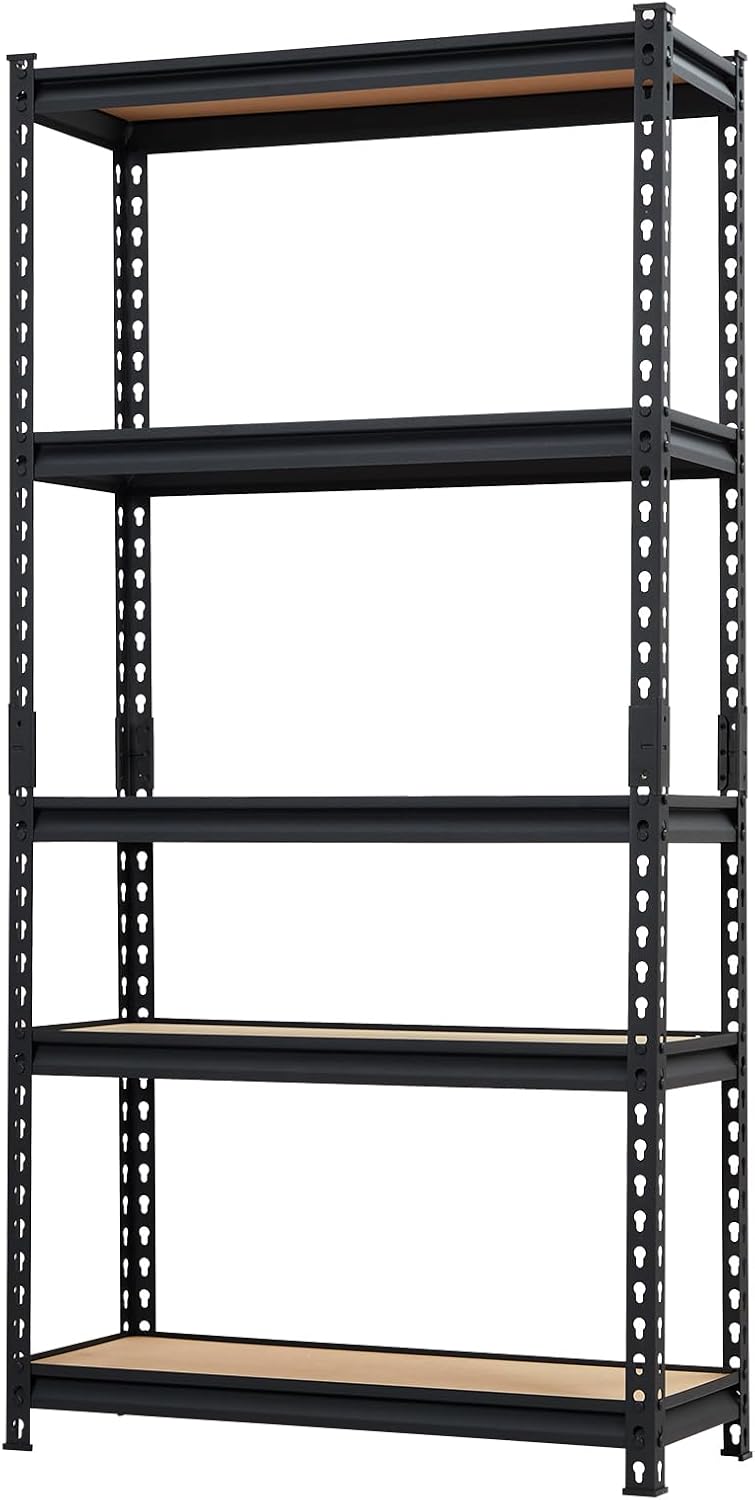 KOKEBREN Garage Shelving Heavy Duty Storage Shelves 2000Lbs Capacity, 5 Tier Adjustable Metal Shelving Unit 30" W x 12" D x 60" H, Industrial Utility Rack for Kitchen Pantry