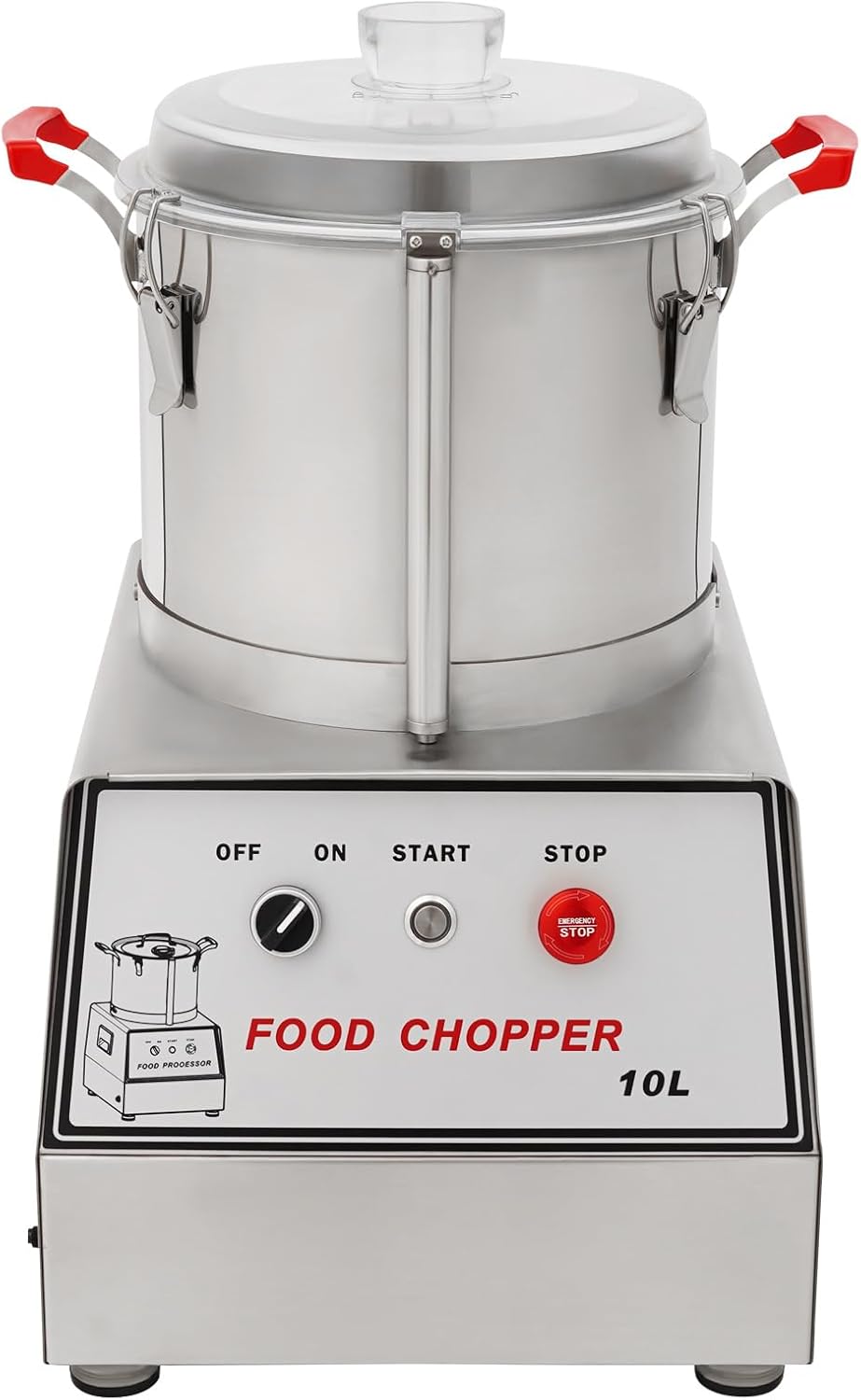 Electric Food Processor, 1100W 110V Commercial Stainless Steel Food Chopping Machine with Detachable Blades, 1400 Rpm 2.64Gal Multifunctional Meat Vegetable Dicer Slicer Veggie Chopper Cutter (10L)