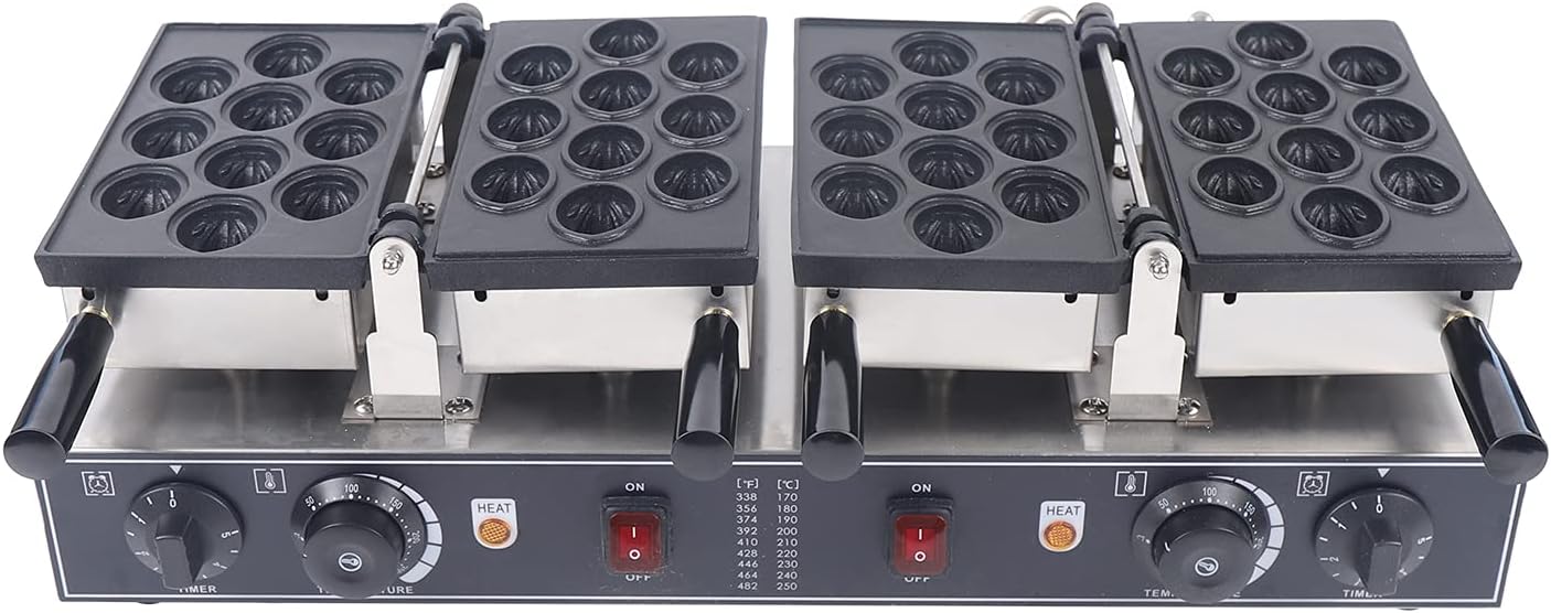 20pcs Walnut Waffle Maker Machine, 1500W Non-Stick Electric Waffle Baking with Thermostatsfor and Timer Setting Mini Pancakes for Baking Crepes, Muffins, Dutch Pancakes