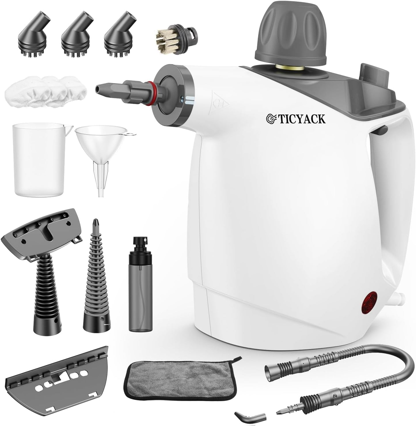 Steam Cleaner, Steam Cleaner for Home, Handheld Steam Cleaner with 16 Accessories and Automatic Steam Switch Suitable for Daily Cleaning of Living Rooms, Kitchens, Ovens and Tile Joints (White)