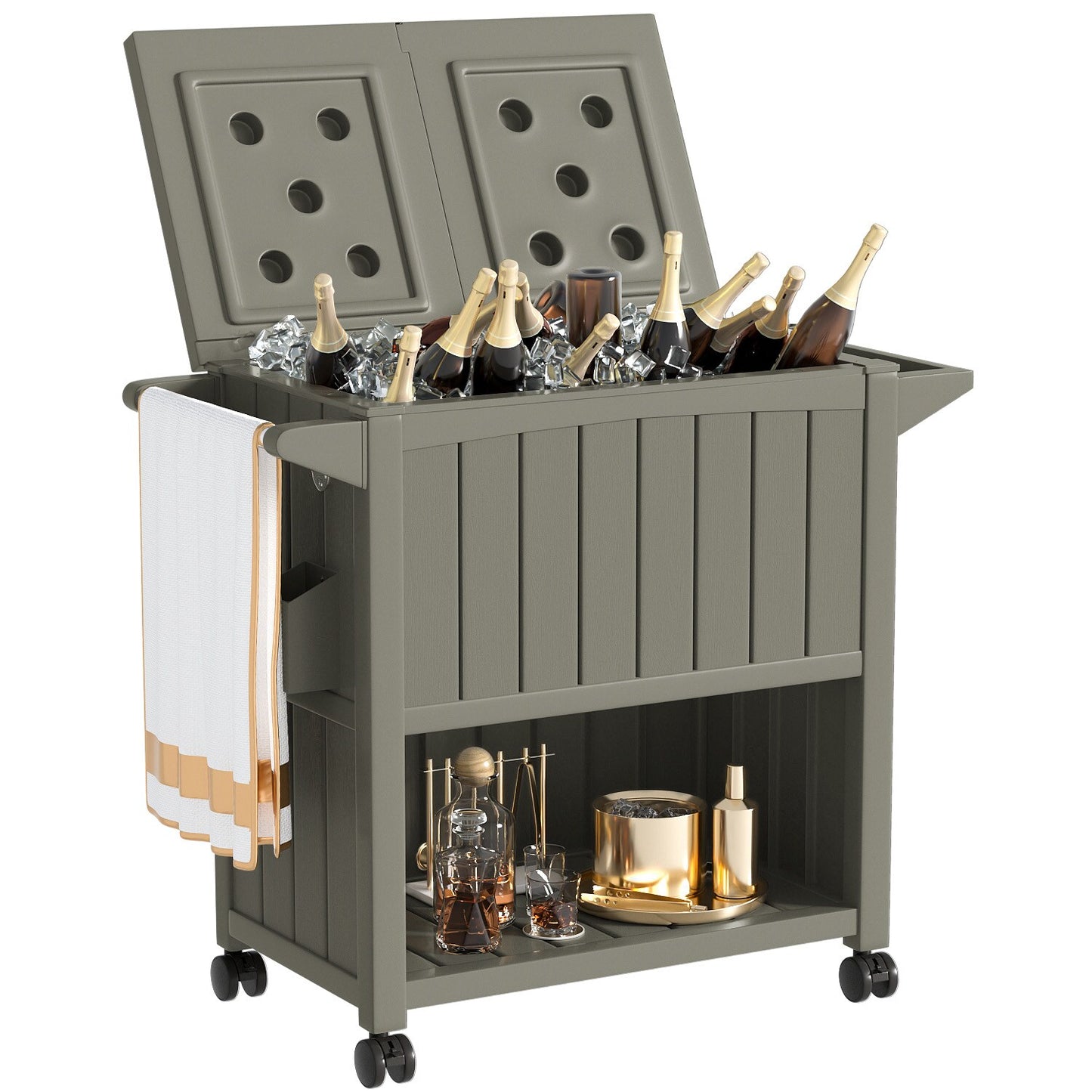 Vineego Gray 80-Quart Wheeled Insulated Cart Cooler LS-ZSCCGY