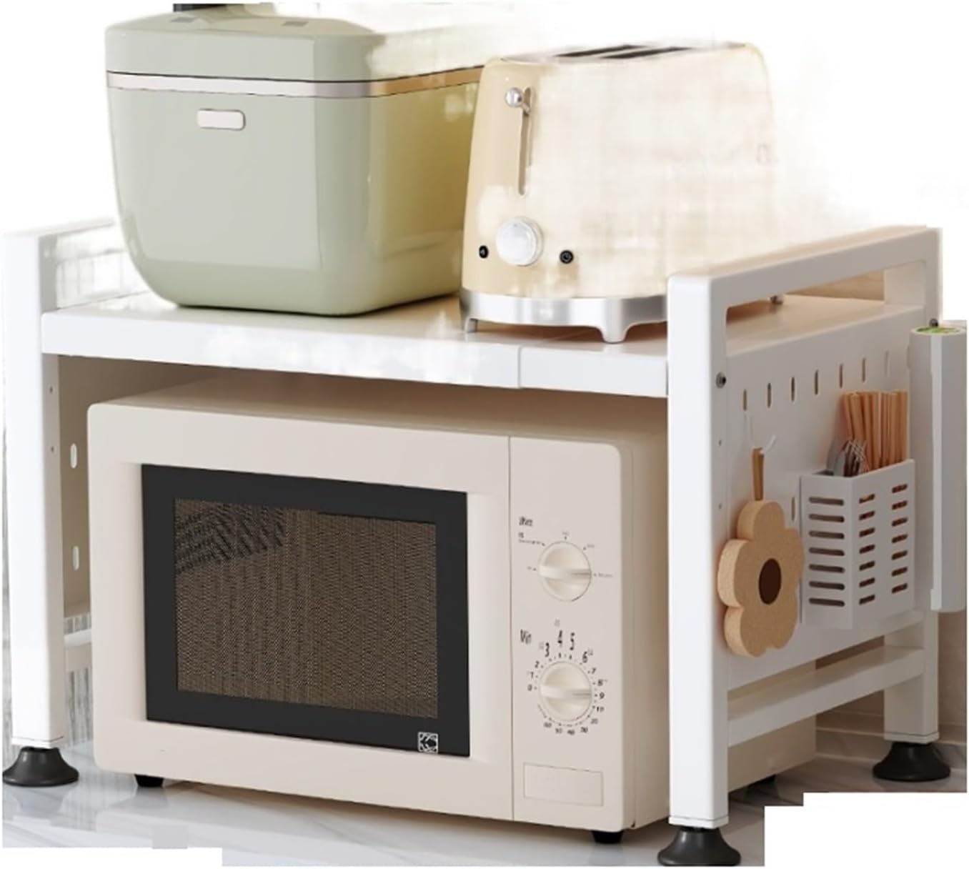 FEELIN Fruit Basket for Kitchen Kitchen Microwave Storage Rack, Multifunctional Household Countertop Oven, Telescopic Support, Double Layer Storage Rack,Kitchen Storage Rack Kitchen Gadgets