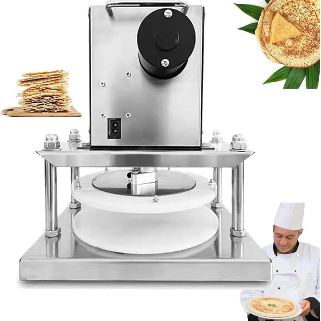Pizza Dough Press Machine, Commercial Dough Pizza Pastry Press, 22cm Electric Dough Roller Sheeter, Dough Maker for Rolling of Pizza and Various Dough Cake