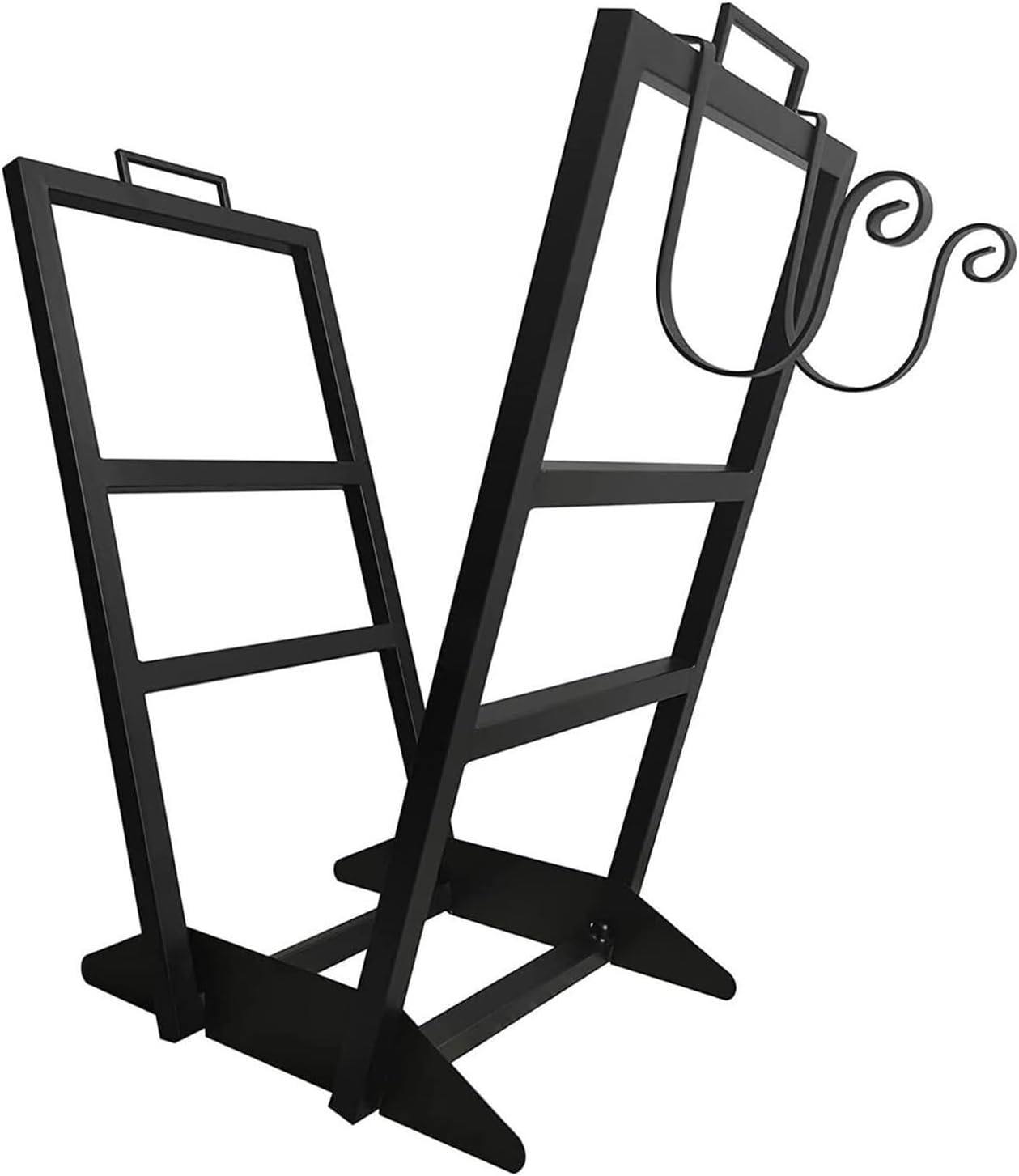 Heavy Duty Firewood Rack for Indoor Outdoor Wood Storage Wrought Iron Log Holder Stand with Large Capacity