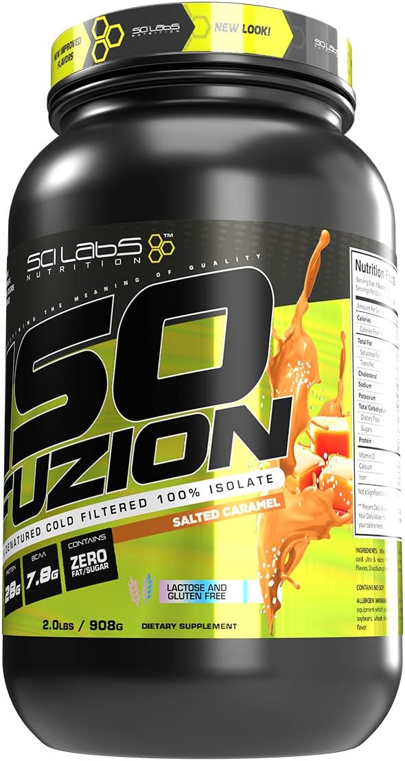 Iso Fuzion 100% Whey Isolate 28g Non Denatured Protein Powder, Salted Caramel Flavor, 2lb