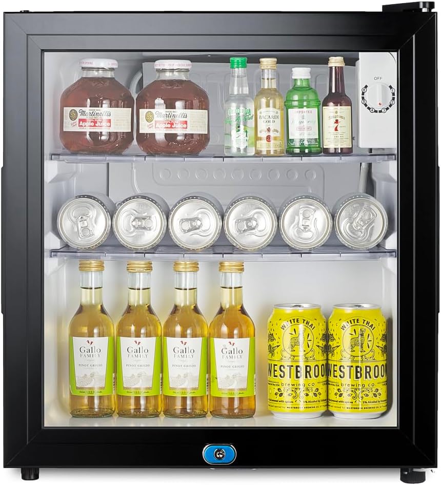 Summit 18” Mini Fridge, 1.52 cu.ft. Capacity, Compact Refrigerator, Countertop Fridge, Black & Glass - MB43GL