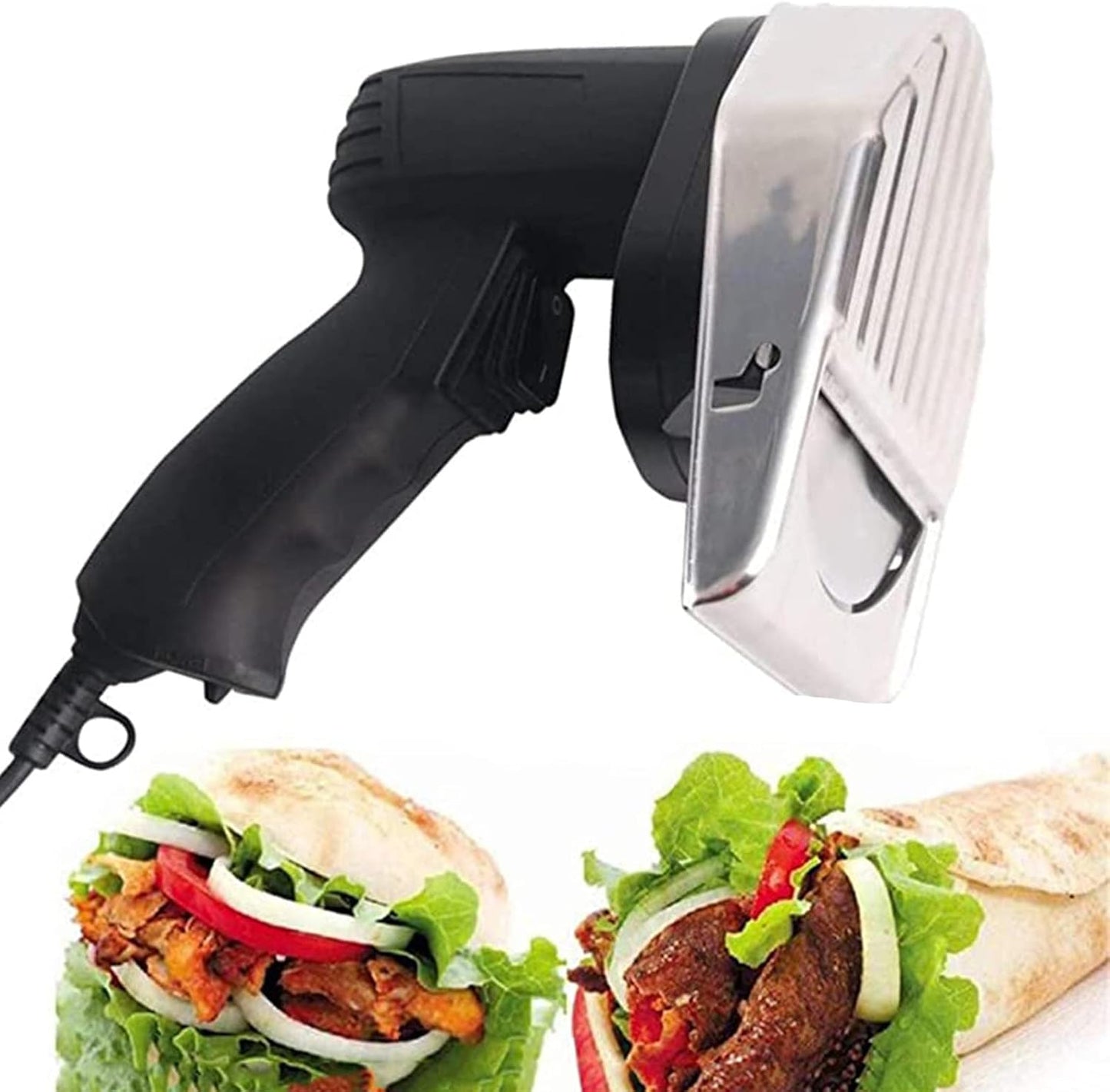 Electric Barbecue Meat Slicer,Automatic Doner Kebab Knife,Electric Kebab Slicer With 2 Blades Cutting Turkish Kebab Slicer,Meat Cutting Machine,Corded (Corded)