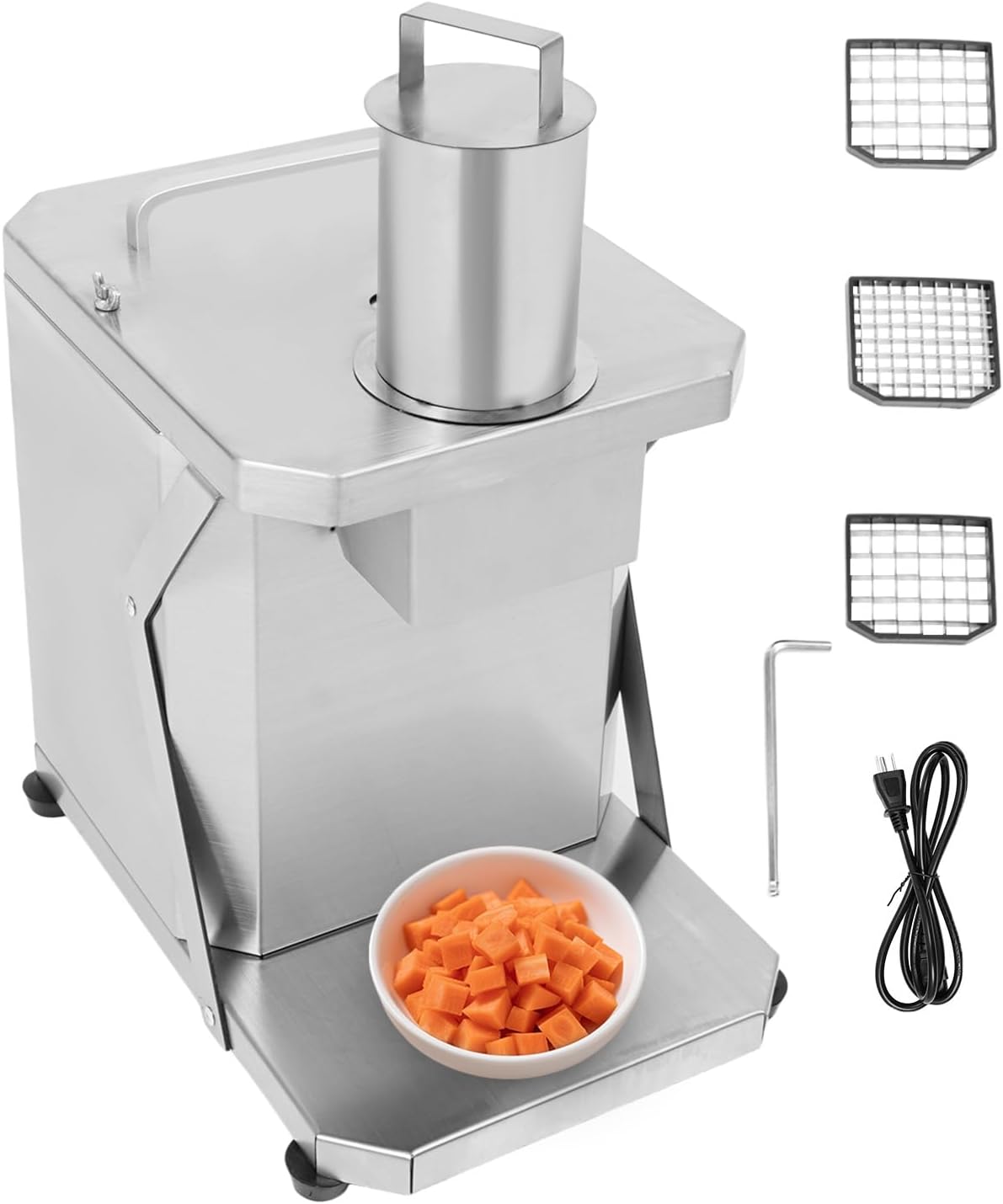 Automatic Vegetable Chopper, Electric Fruit Dicer, 110V Stainless Steel Veggie & Fruit Dicer Machine for Commercial & Home Use (0.31"/0.39"/0.47")