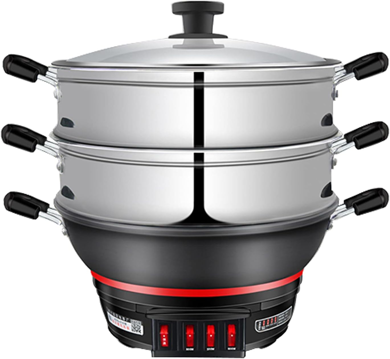 Electricity Heat Pan, Cooking Stew Integrated Electric Steamer, Multi-Function Household Cast Iron Electric Pan (34CM)