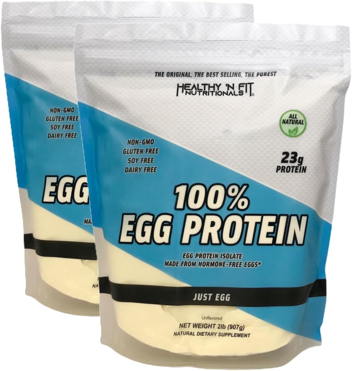 Healthy 'N Fit - 100% Egg Protein (unflavored & unsweetened) 2 Pack (4 LB Total). Instant Dried Egg Whites: Great for Baking and Mixing.