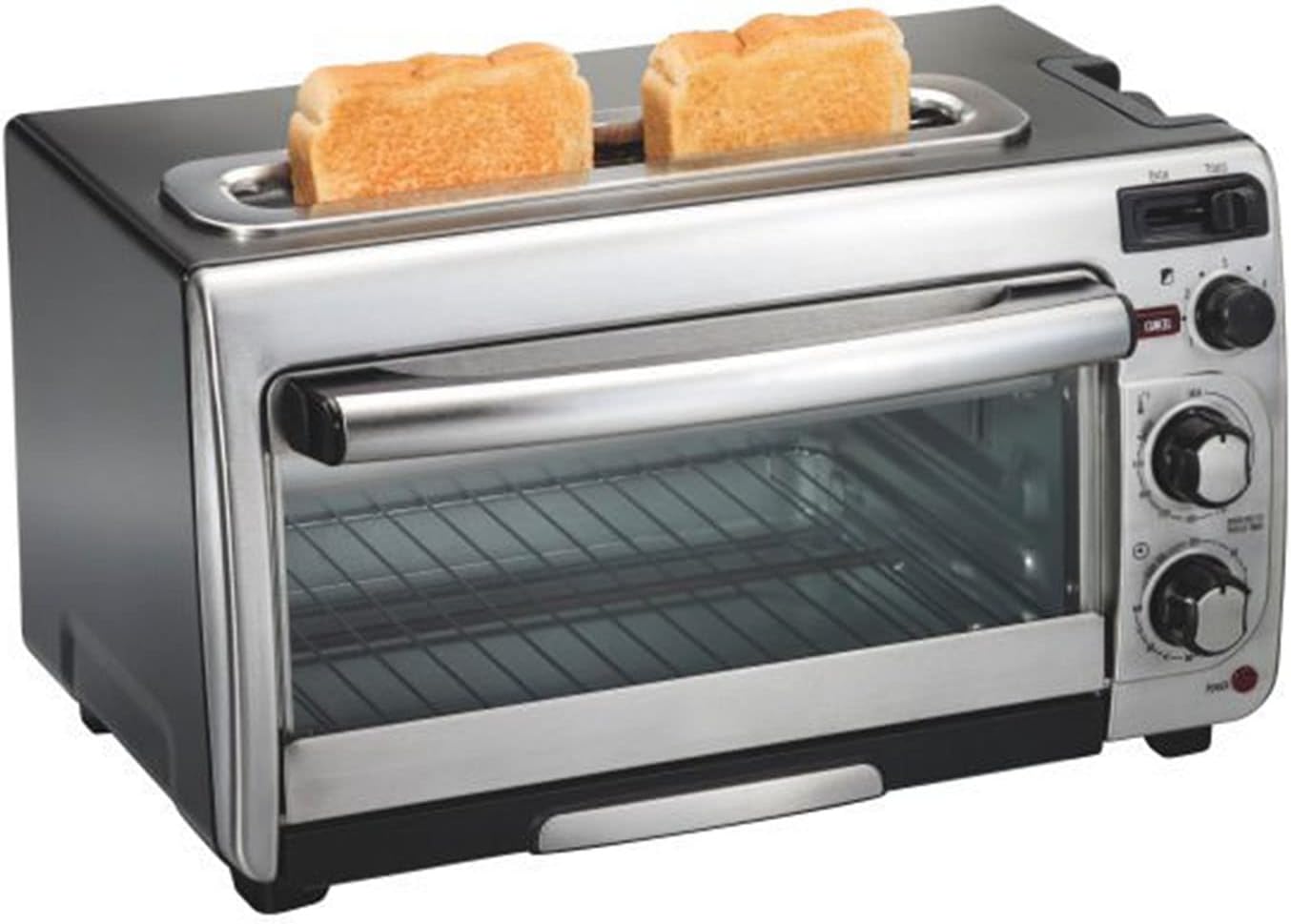 2-in-1 Countertop Oven and Long Slot Toaster, Stainless Steel, 60 Minute Timer and Automatic Shut Off