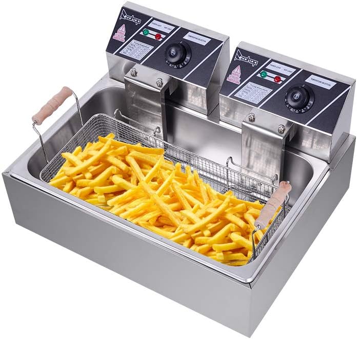 XDD 22 Liter Electric Commercial Deep Fryer with Large Countertop Stainless Steel Single big Basket Deep Fryers French Fries Fish Turkey Restaurant Home Kitchen 5000W