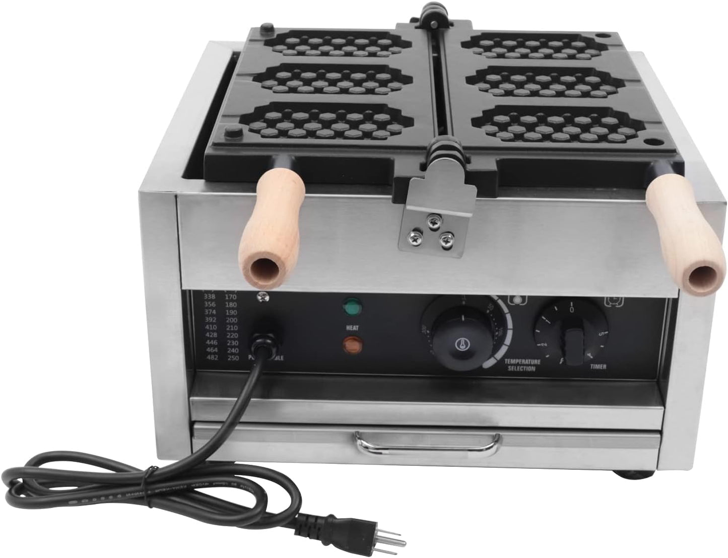 Commercial Waffle Maker Belgian Waffle Iron, 1400W 3 Slices Double Heating Flip Waffle Iron, Nonstick Electric Honeycomb Waffle Pop Maker, 122~572℉ Temp Range for Restaurant, Snack Bar