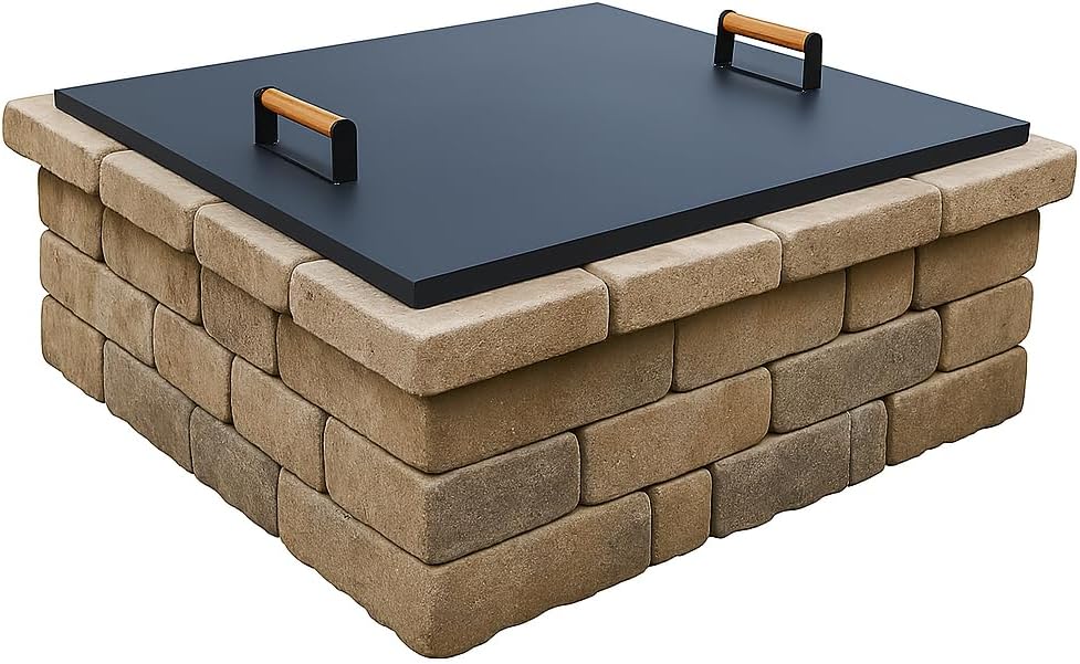 FEBTECH- fire Pit Insert Square lid - 42 x 42 Inch - Linear Drop-in Burner Pan - firePit lid - 1.5 mm Thick Fire Pit Lid for Square Firepit Insert…