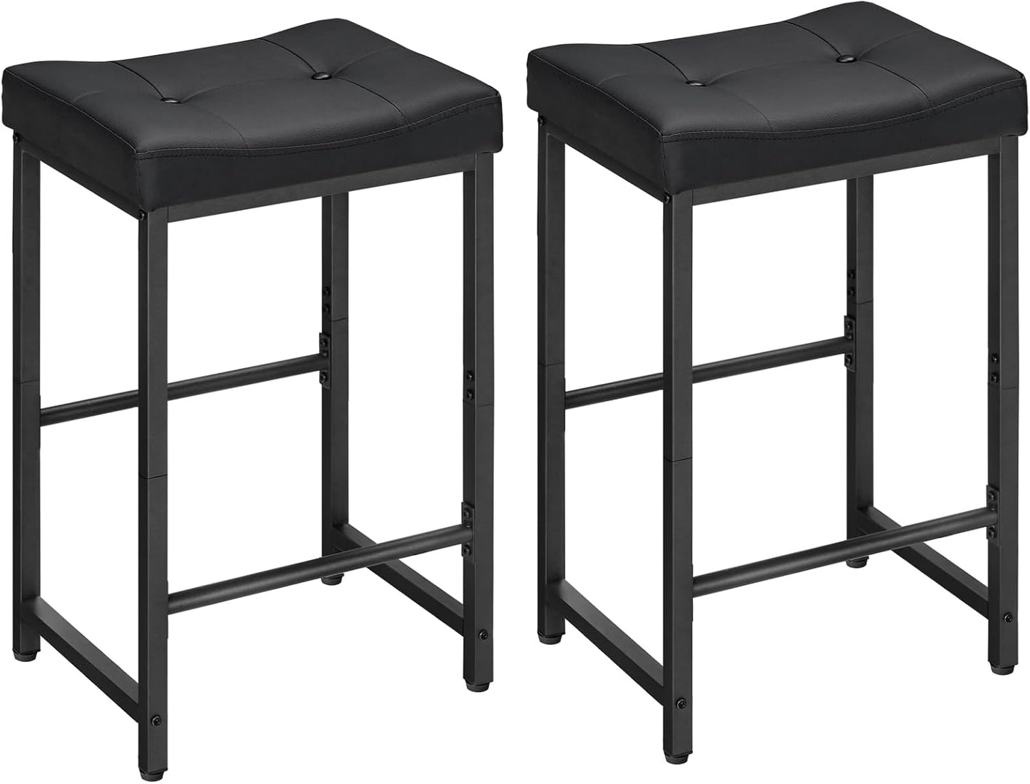 HOOBRO Bar Stools,25.4" Saddle Stools with PU Upholstery, Counter Height Stools with Footrest, Kitchen Breakfast Chairs, for Dining Room, Cafe, Bar, Black BB23BY01