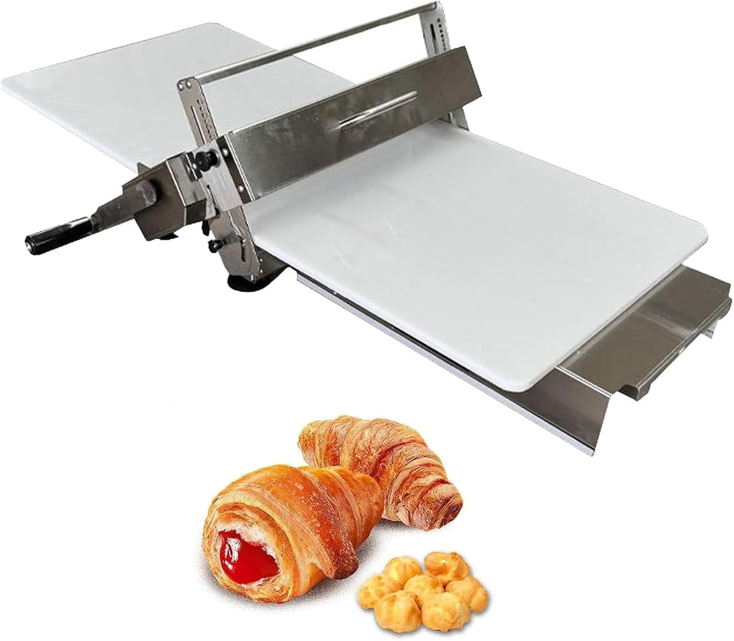 Electric Dough Roller, Folding Dough Roller Machine, Adjustable Thickness with Sheeter Board Manual Dough Roller Machine, for Pizza, Croissants, Pastry Fondant Table Top Design (300Type)