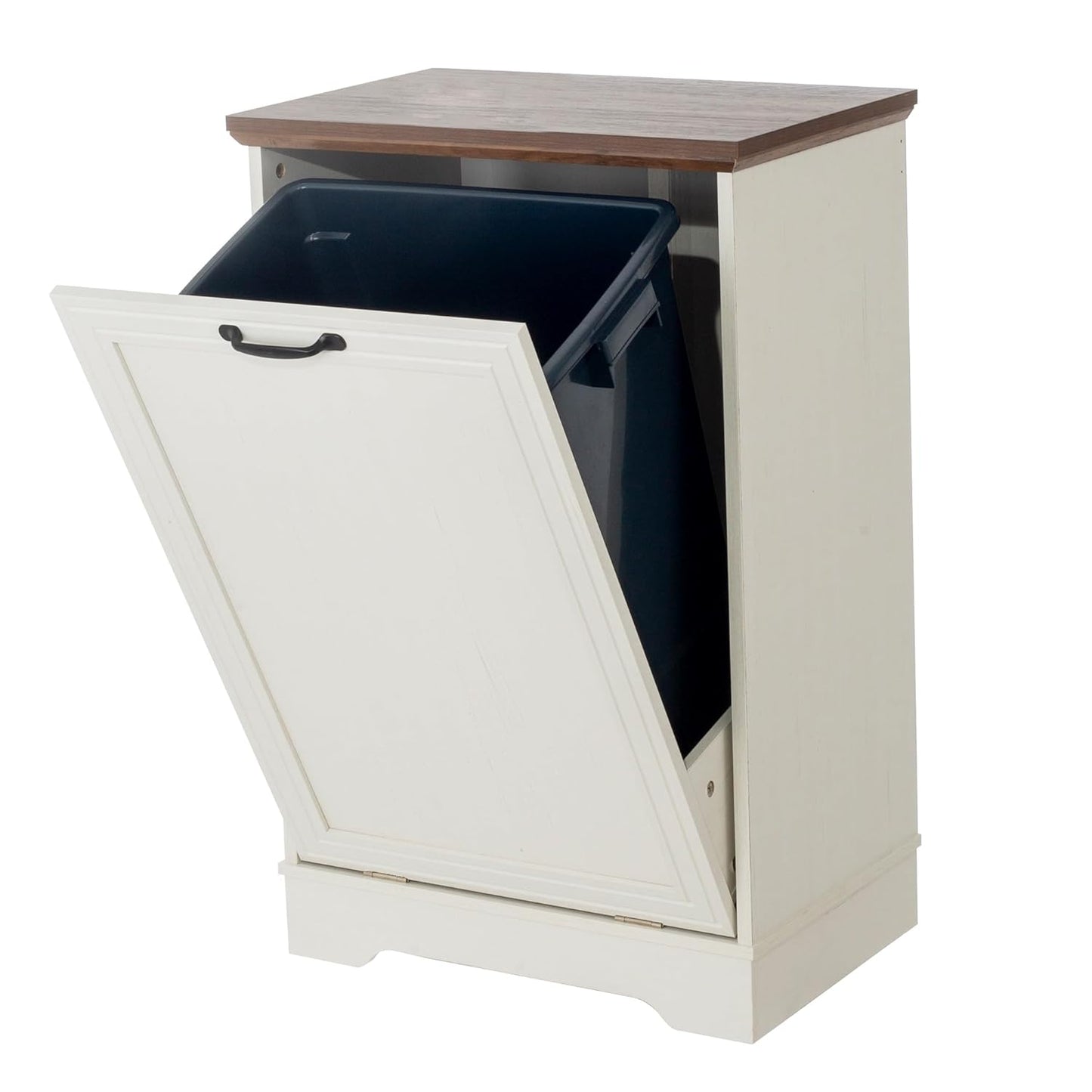 TDLEAYYD 13 Gallons Tilt Out Trash Cabinet, Hidden Trash Can Cabinet Wooden Tilt Out Pet Proof Hidden Trash Bin Cabinet for Kitchen Living Room (White)