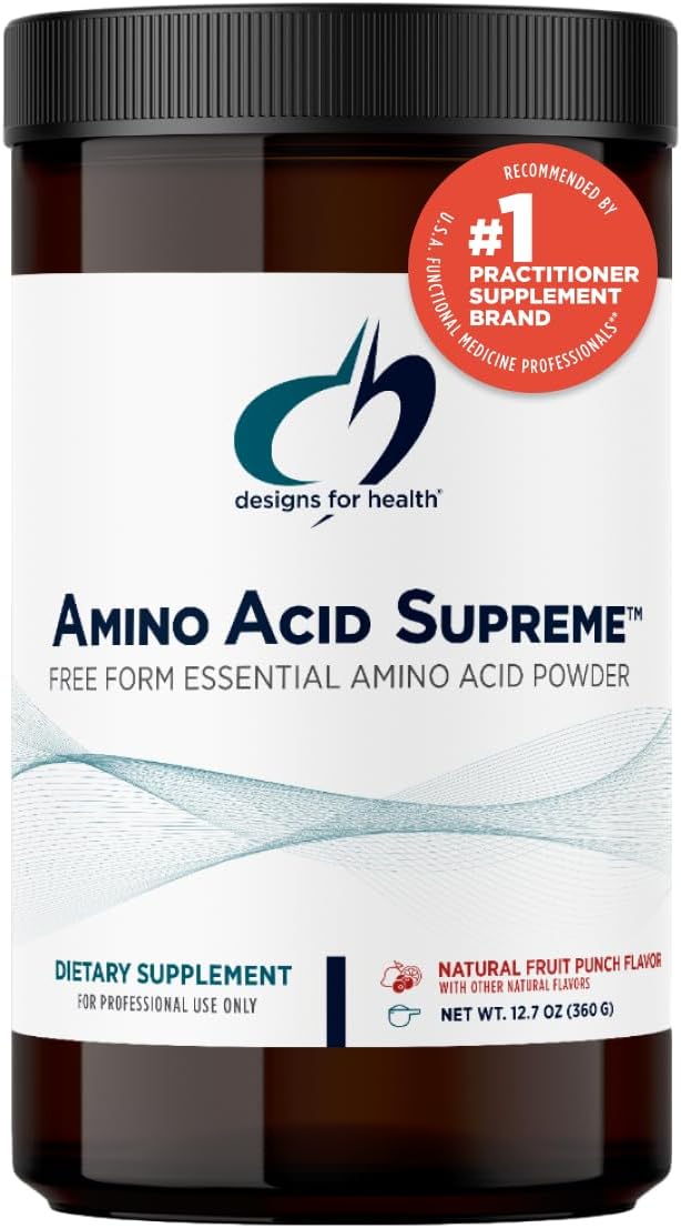 Designs for Health Complete Amino Acid Powder with BCAAs - Amino Acid Supreme, Fruit Punch (30 Servings / 360g)