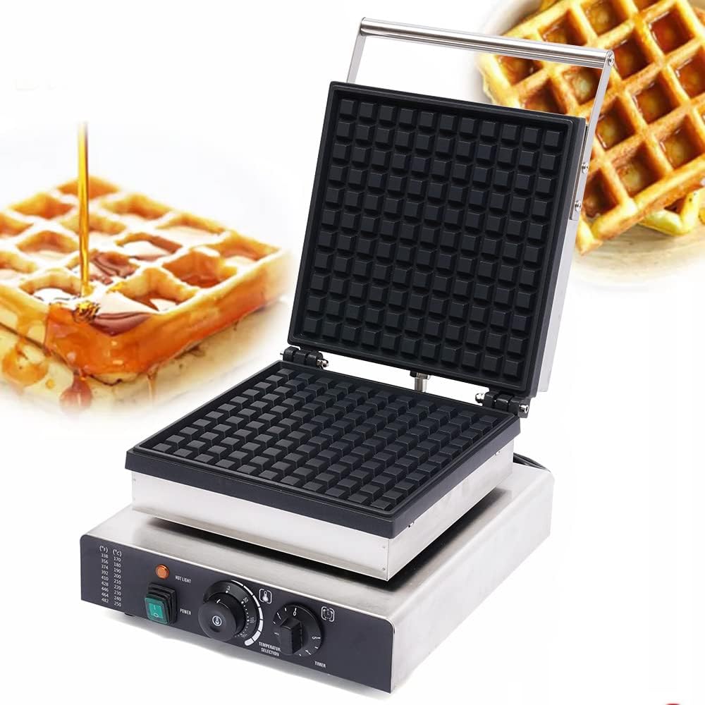 Non-Stick Waffle Maker, Fluffy Restaurant-Style Waffles in Under 5 Minutes, Easily Wipe and Clean, Stainless Steel Square Waffle Making Machine