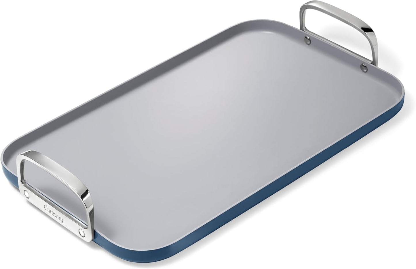 Caraway Double Burner Griddle - 19x12\u201D Griddle Pan - Non-Stick Ceramic Coated - Non Toxic, PTFE & PFOA Free - Oven Safe & Compatible with All Stovetops - Navy