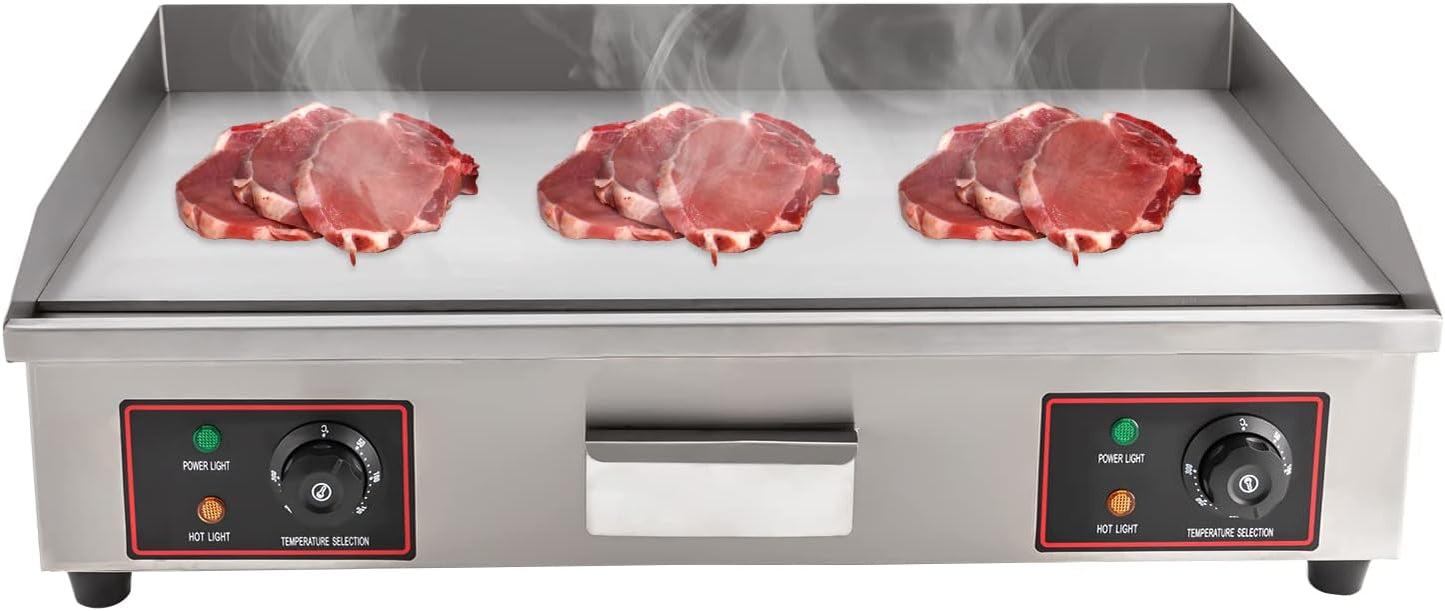 Commercial Electric Griddle 3000W, 30” Non-Stick Restaurant Teppanyaki Flat Top Gril Adjustable Temperature Control 122°F-572°F, Countertop Griddle Tabletop Grill Stainless Steel Cooking Plate