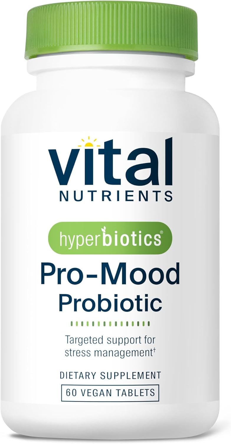 Hyperbiotics Vital Nutrients Pro Mood Probiotic with L-theanine | Clinically Studied Probiotics for Women and Men to Support Stress Management and Mood Support* | 60 Vegan Count