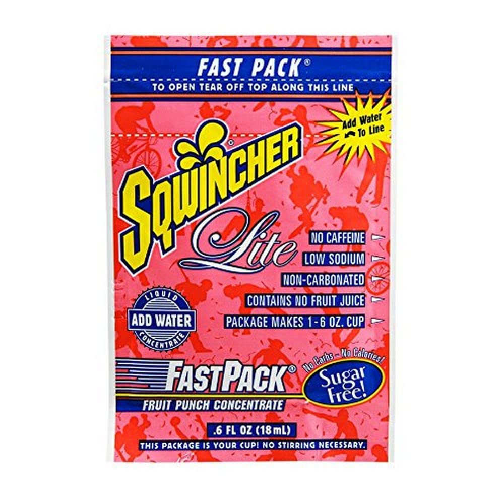 Sqwincher 015501-FP Fast Pack LITE Liquid Concentrate, Yields, Lite Fruit Punch, 60 oz. (Pack of 50)