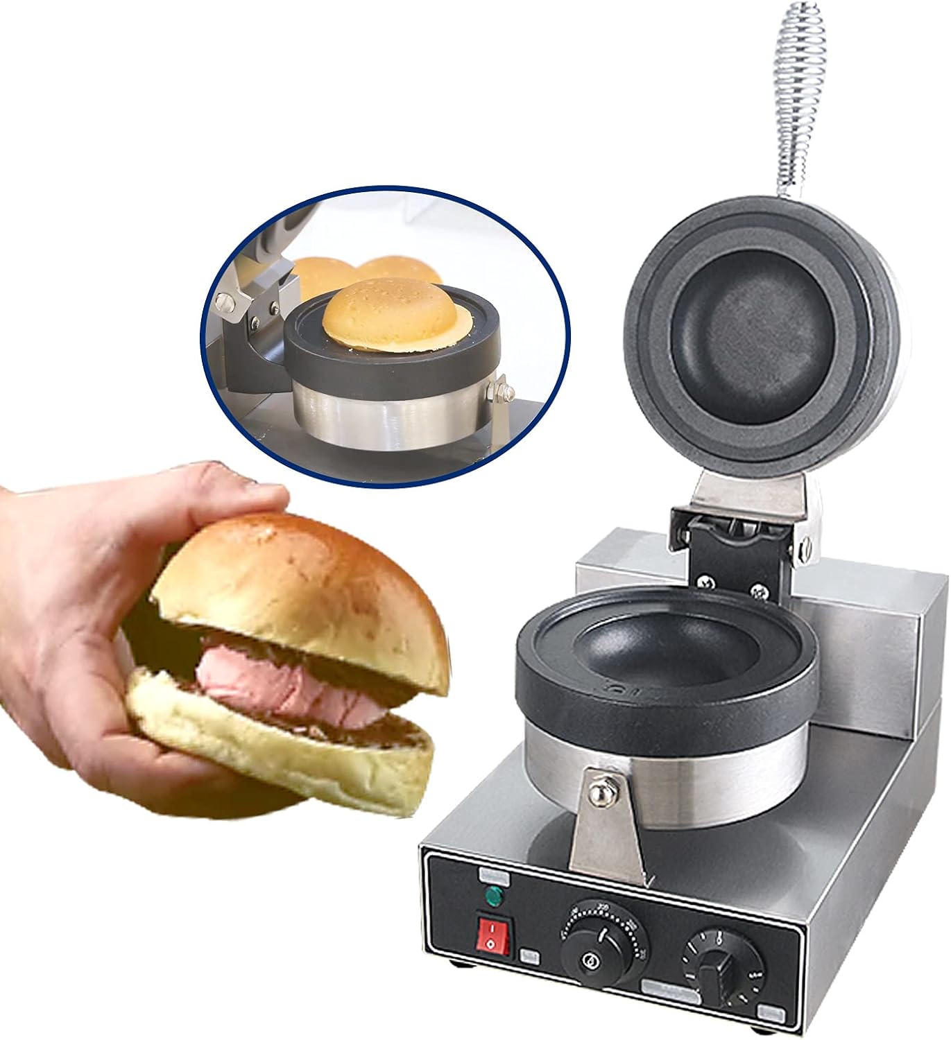 Generic Commercial Automatic Tabletop Mini Donut Ice Cream Dessert, Italy Gelato Panini Press Krapfen Warmer, Panini Press, Waffle Maker Machine for Resterant,Hotel,Bars,Cafes,Snack food,Street food