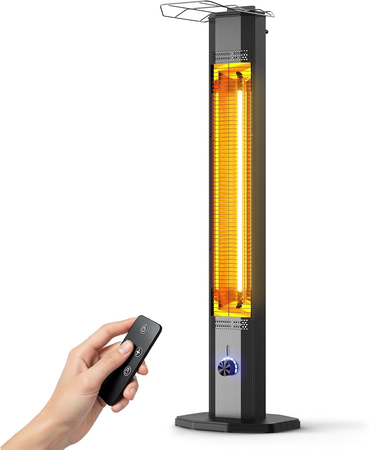 Outdoor Electric Patio Heater, 42-Inch 1100W Infrared Tower Heater with Remote, 9 Heat Settings & 9H Timer, IPX5 Waterproof, Safety Lock, Tip-Over & Overheat Protection, Indoor & Outdoor Space Heater