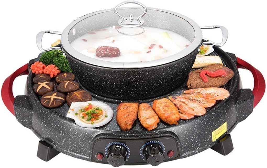SOGA 2 in 1 Electric Stone Coated Teppanyaki Grill Plate Steamboat Hotpot