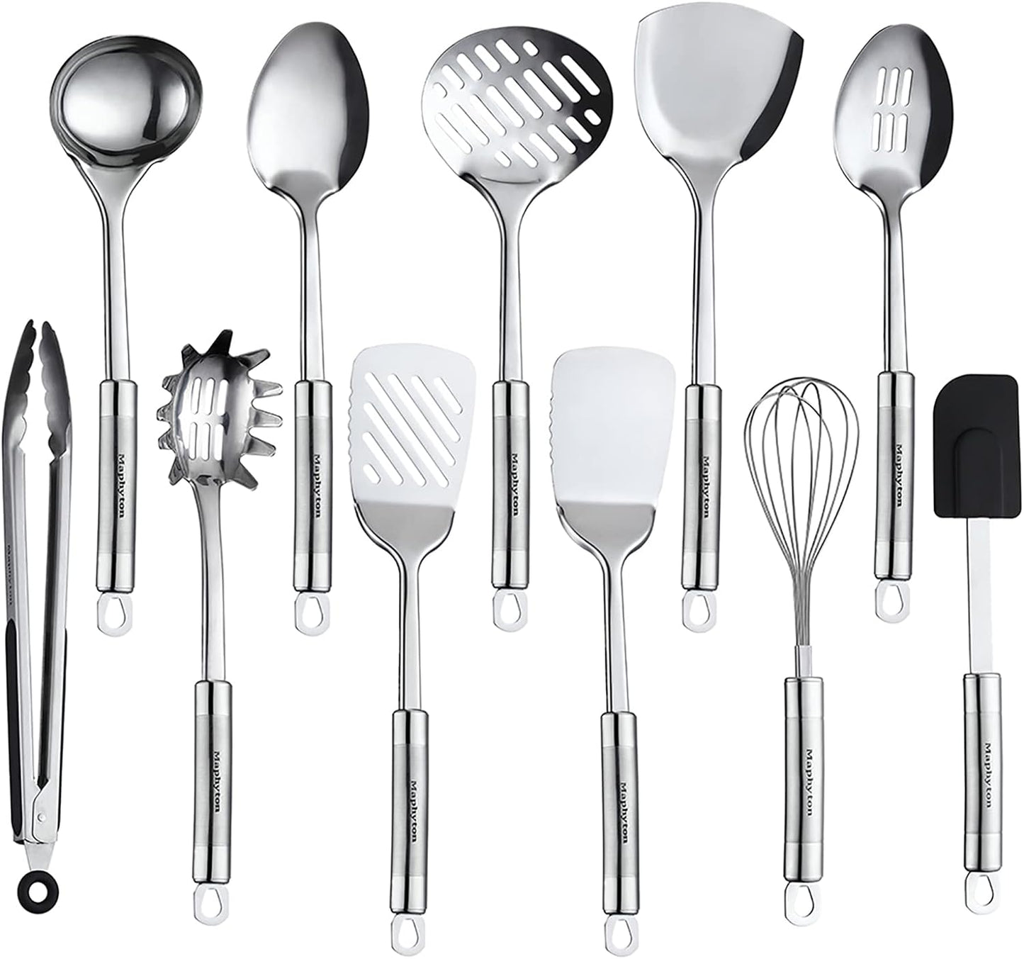Maphyton Cooking Utensil Set, 11 PCS Stainless Steel Kitchen Utensil Set, Nonstick Kitchen Gadgets Cookware Set with Spatula