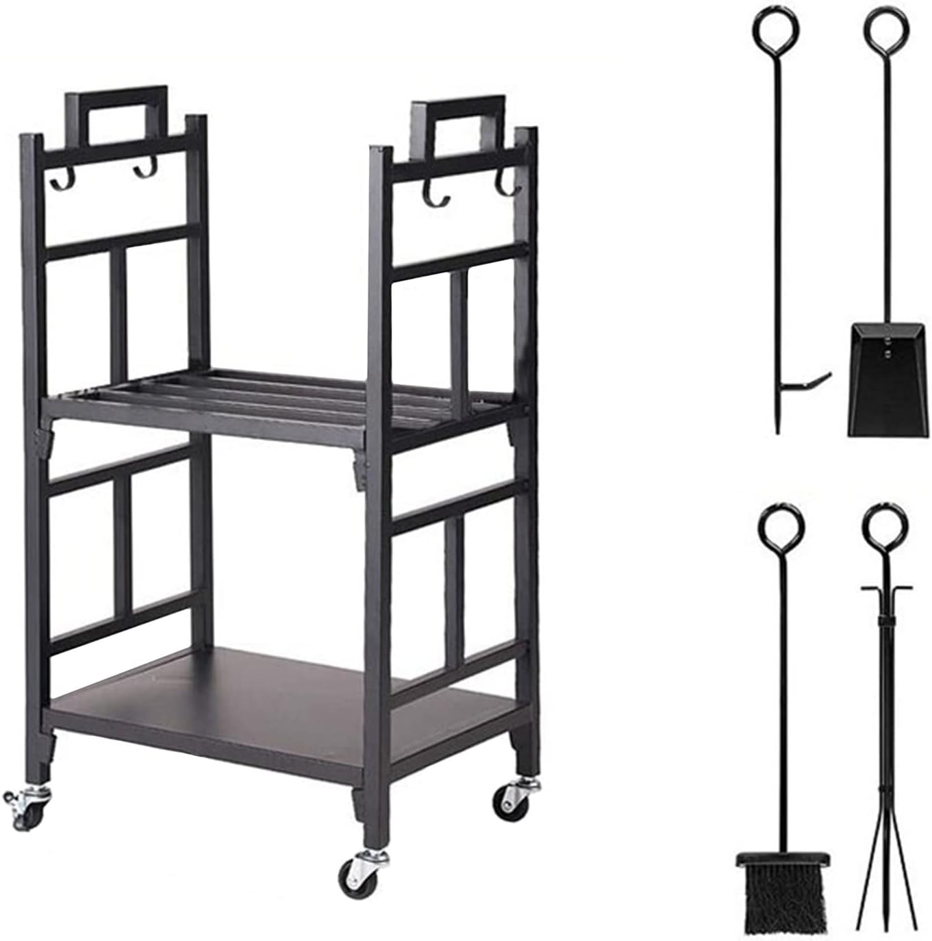 Firewood Rack Decorative Log Holder Metal Fireplace Kindling Storage Holder