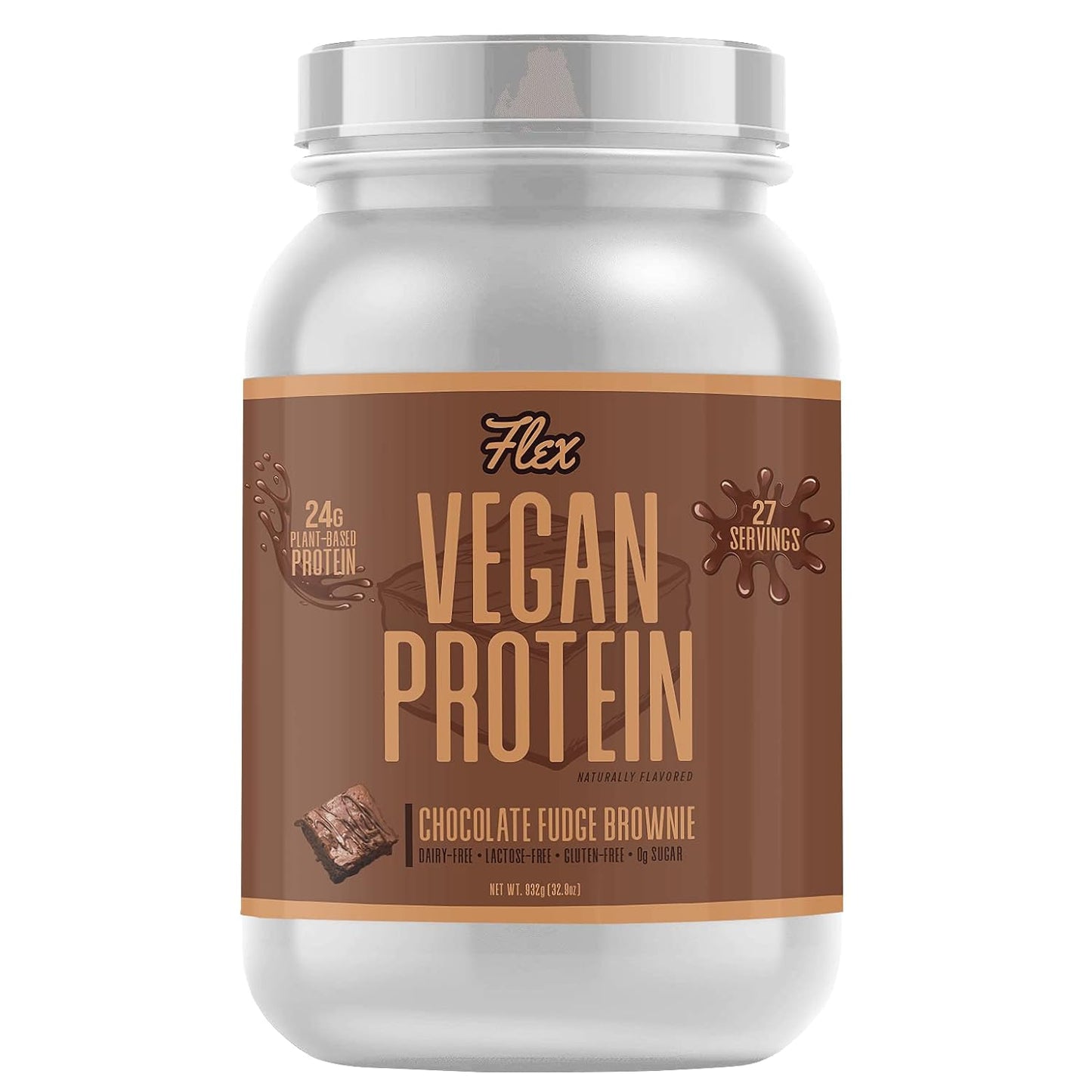 Flexible Dieting Lifestyle Plant Based Protein Powder, Chocolate Fudge Brownie | Vegan, Low Net Carbs, Non Dairy, Gluten Free, No Sugar Added | 2 Lb - 27 Servings