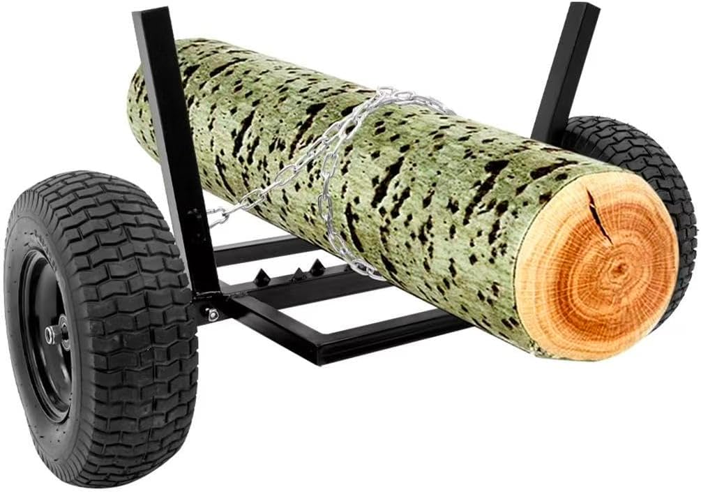 24'' Log Holder with 1500lbs Capacity, Accommodates Logs up to 20.47'' in Diameter, Heavy-Duty Holder with Chain for Farm Wood Sand Gravel Fertilizers Transport, Black