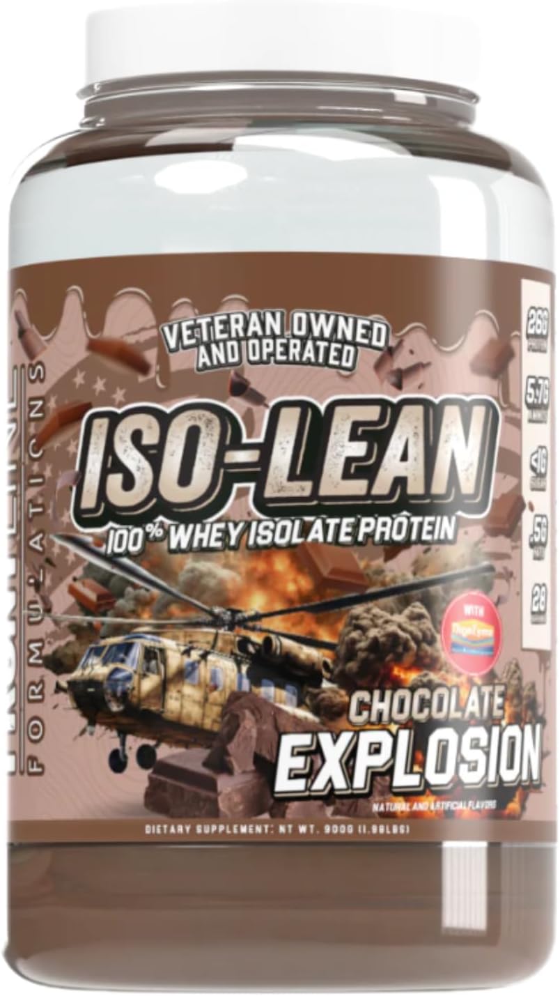 Isolean, 100% Whey Protein Isolate, Fast Absorption, Iso Lean, Low Sugar, Maximize Recovery, Great Taste, 25 Grams Per Serving, Veteren Owned and Operated (Chocolate Explosion)