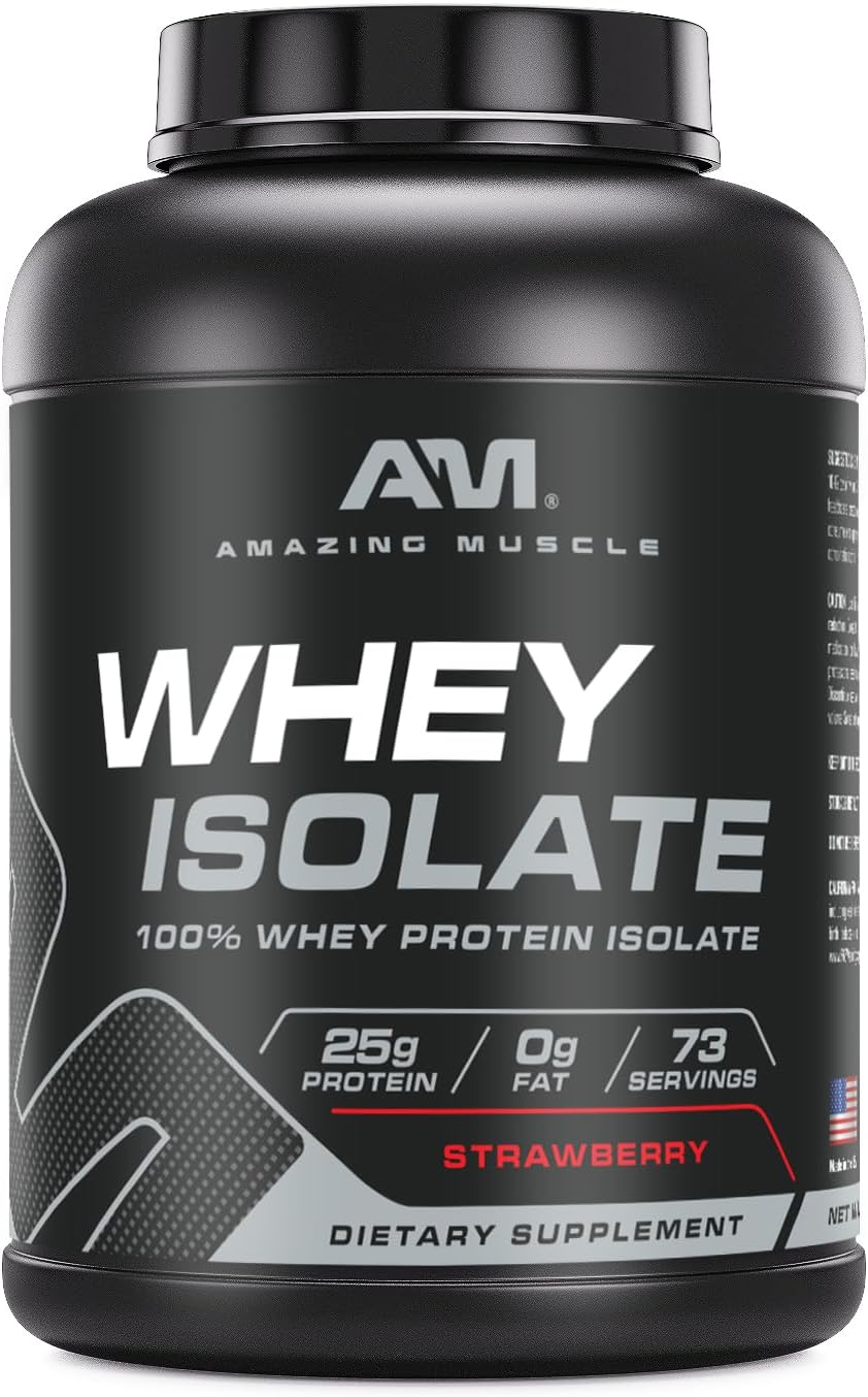 Whey Protein Isolate Powder | 25 Grams Protein Per Serving | 100% Whey Isolate | Zero Fat | Made in USA (5 Lb, Strawberry)