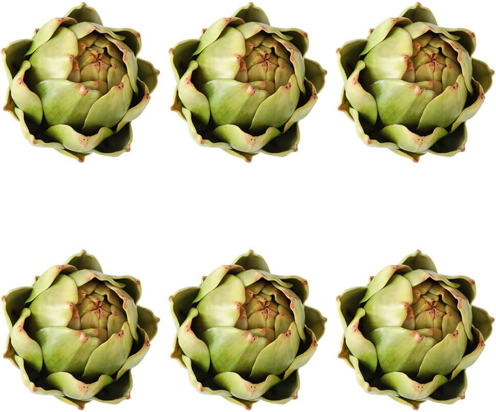 GiftYou 6-Pack Large Artificial Artichoke Fake Vegetables and Fruits for Kitchen Decorations (Green)