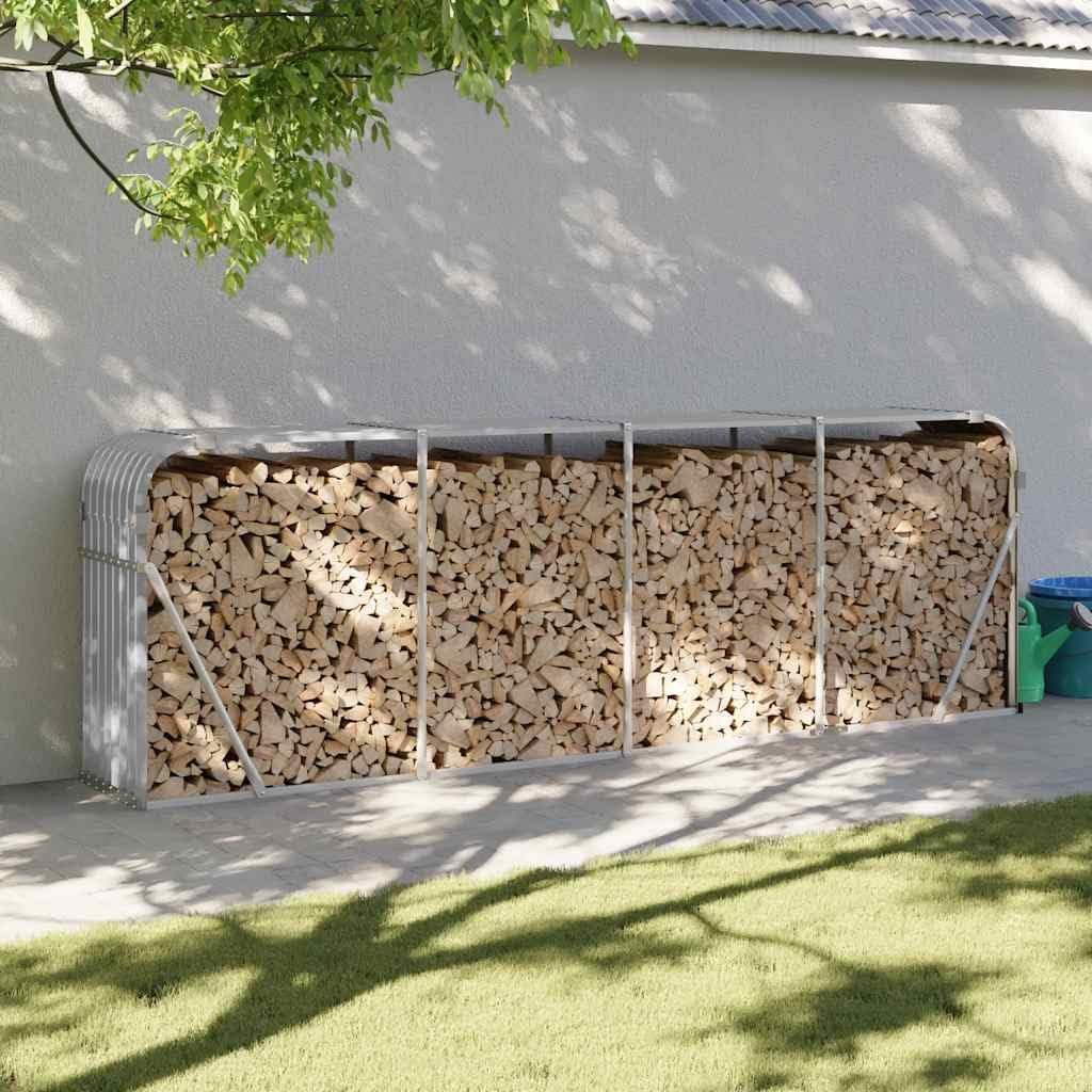 RMIHSJG Heavy-Duty Steel Firewood Rack with Galvanized Finish, Wall Mount Hooks for Outdoor Log Storage, Large Capacity Fireplace Wood Holder for Ventilation and Stability