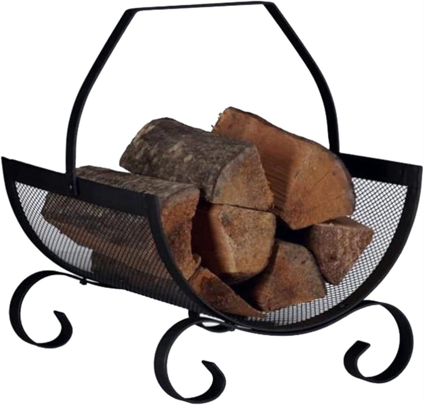 Firewood Log Holder, Indoor & Outdoor Metal Log Rack With Handle, Heavy Duty Firewood Storage Stand 150kg