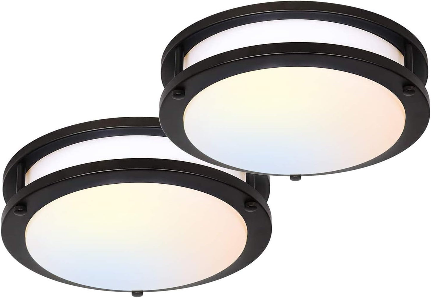 hykolity 13 inch Flush Mount LED Ceiling Light Fixture, 2700K\/3000K\/3500K\/4000K\/5000K Adjustable Ceiling Lights, Oil Rubbed Bronze Saturn Dimmable Lighting for Bathroom Kitchen, ETL Listed - 2 Pack