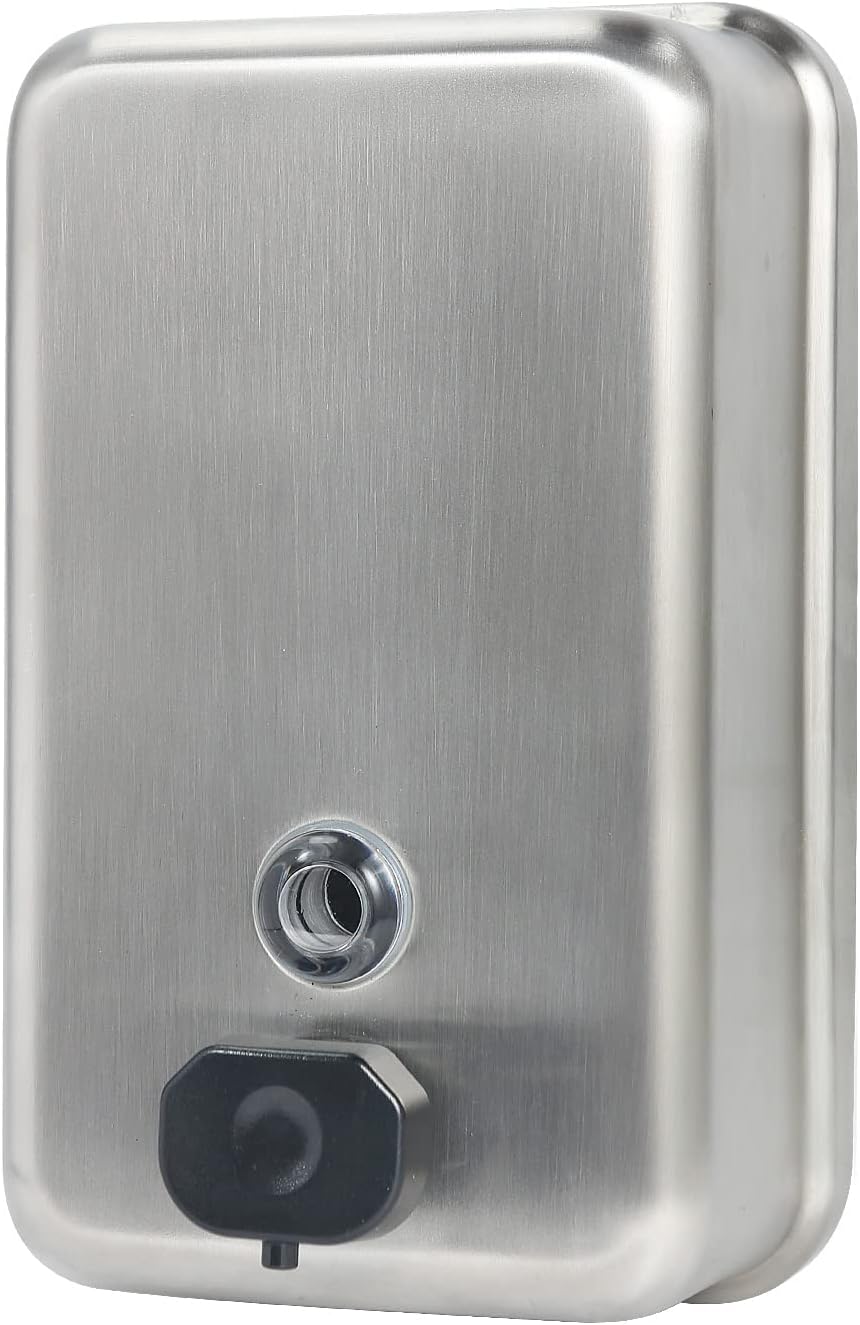 Stardrix Heavy Duty Stainless Steel Wall Mount Soap Dispenser, 1100ml\/37oz, with Corrosion Proof Lining and Anti-Leak Pump for Commercial & Home Bathroom Kitchen(Vertical)