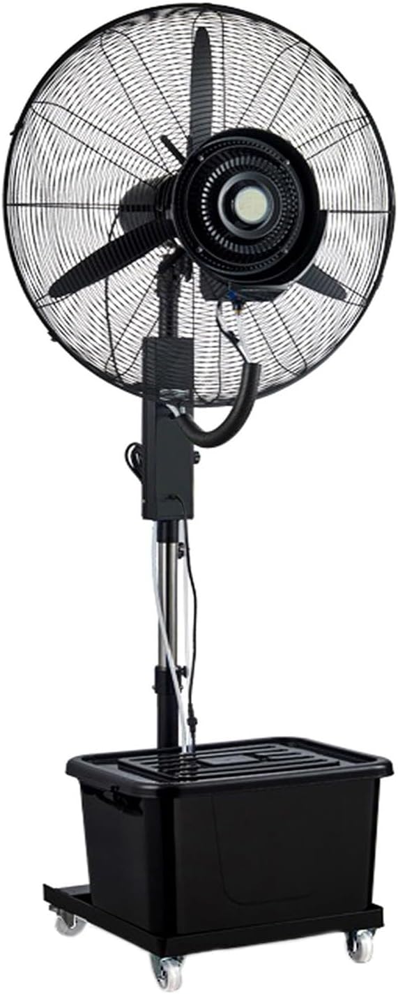 Industrial Pedestal Misting Fan Large Standing Outdoor Liftable Commercial Oscillating Cooling Spray Fan For Patio Shop Garage 3-Speed 4 Casters(26in)
