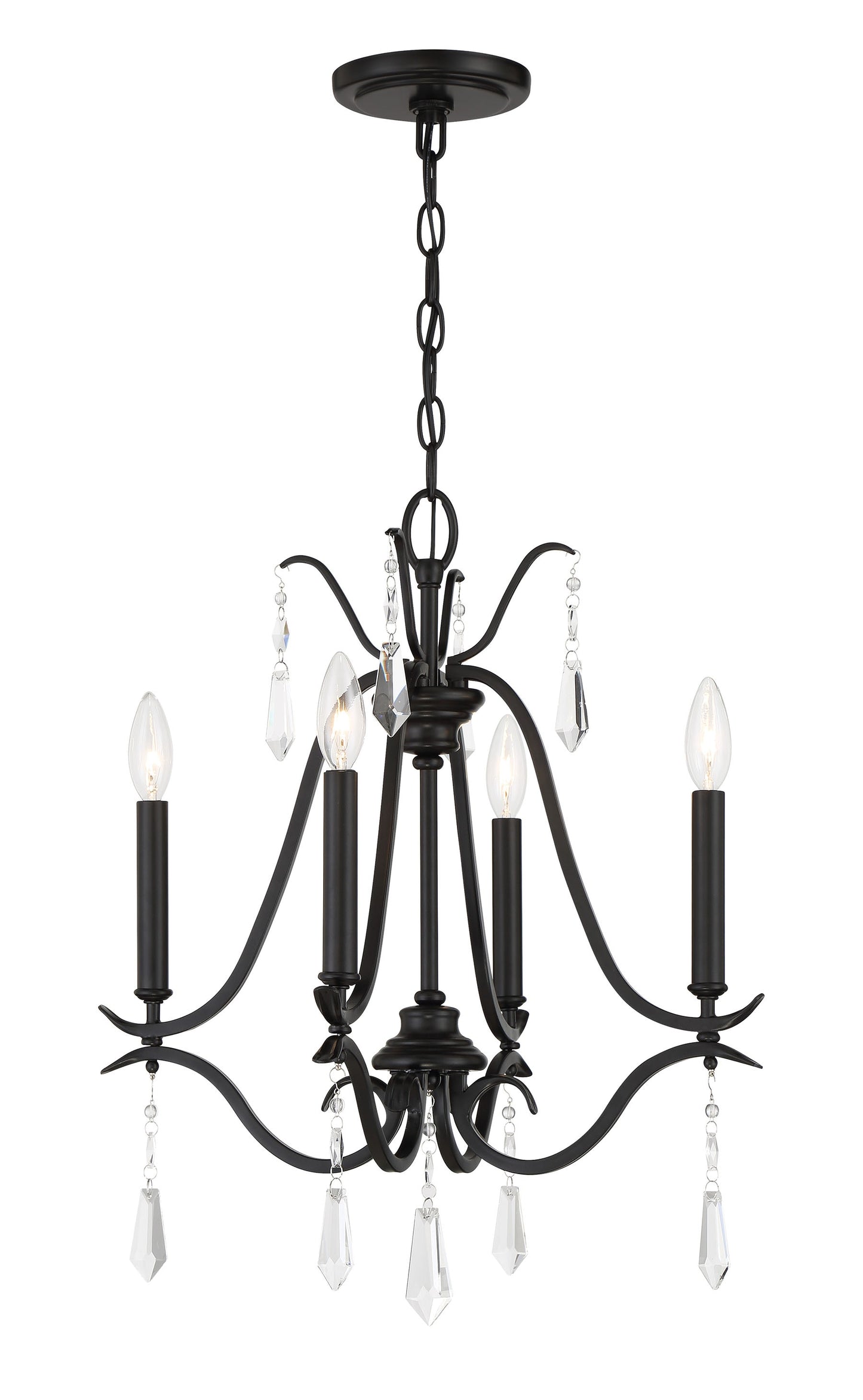 Minka Lavery Laurel Estate 4 -Light Matte Black Modern/contemporary Bare bulb For Use in Bedrooms, Dining Rooms, Foyers, Kitchens, Living Rooms Chandelier 4838498