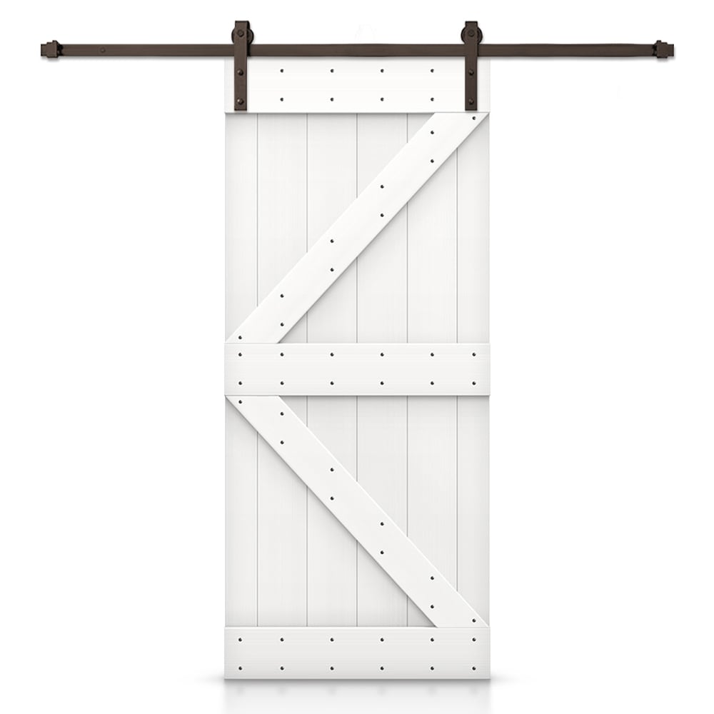 CALHOME 26-in x 84-in White Knotty pine Wood Solid core Single Barn Door (Hardware Included)