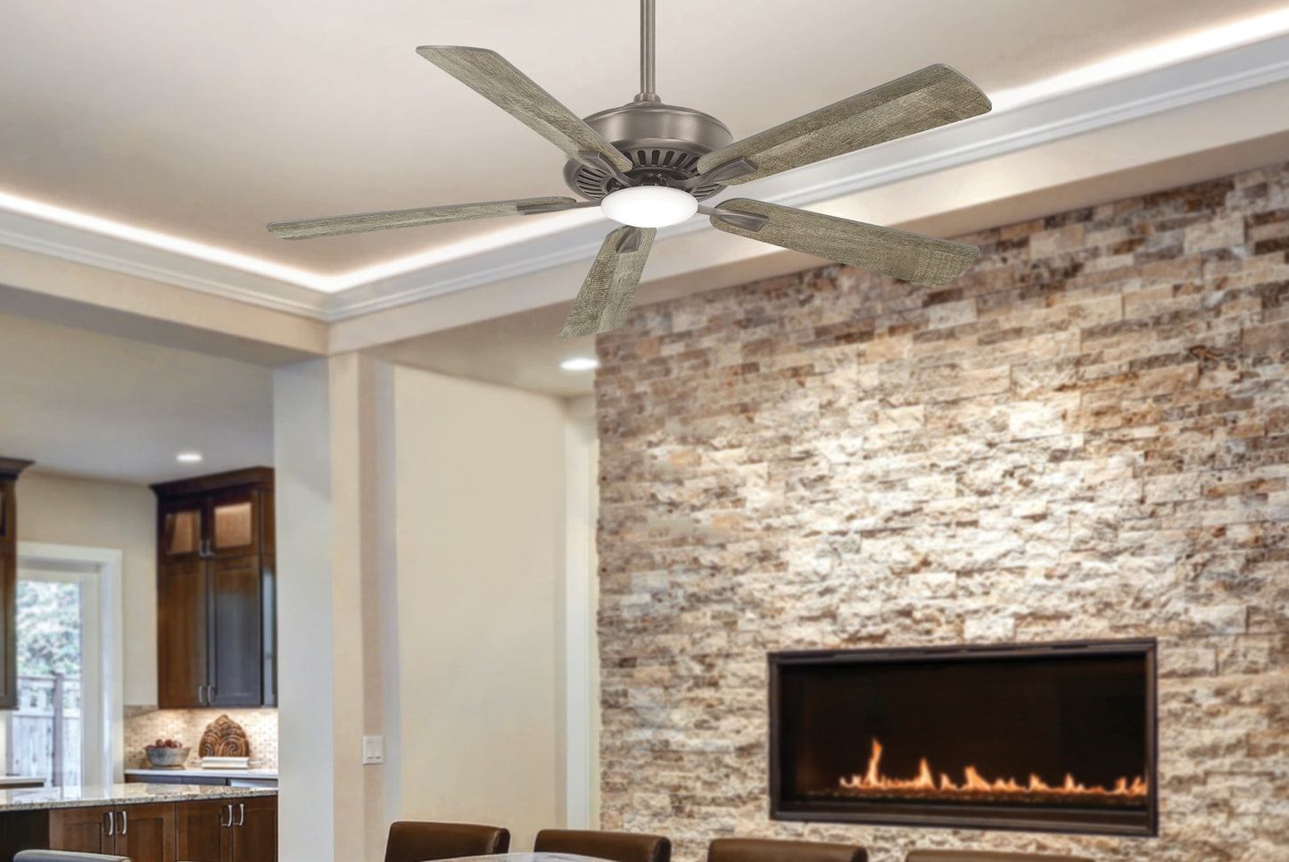 Minka Aire Contractor 52-in Integrated LED Burnished Nickel with Savannah Grey Blades Ceiling Fan With Light - Remote Included ( 5 -Blade )