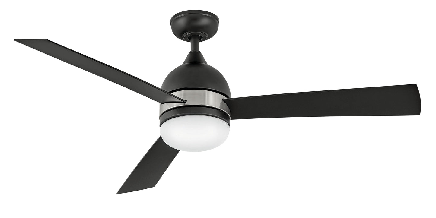 Hinkley Verge 52-in Integrated LED Outdoor Smart Matte Black with Matte Black Blades Propeller Ceiling Fan With Light - Remote Included ( 3 -Blade ) 5528923