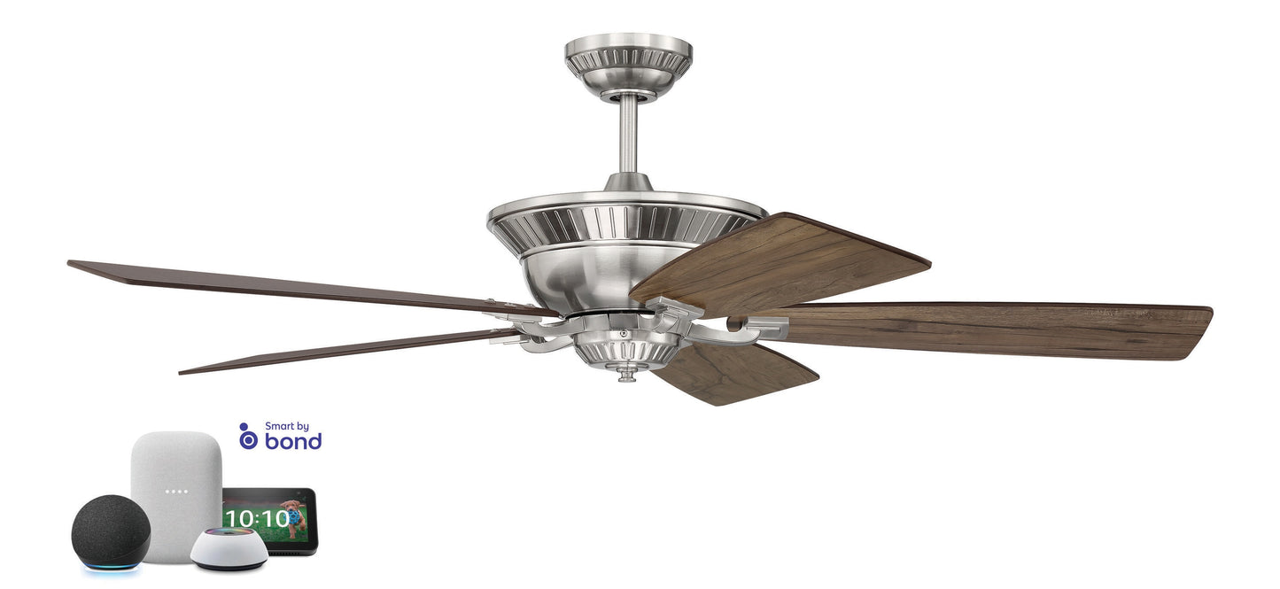 Craftmade Forum 52-in Brushed Polished Nickel with Dark Cedar/Weathered Mesquite Blades Indoor Smart Ceiling Fan Light Kit Compatible and Remote (5-Blade) FRM52BNK5