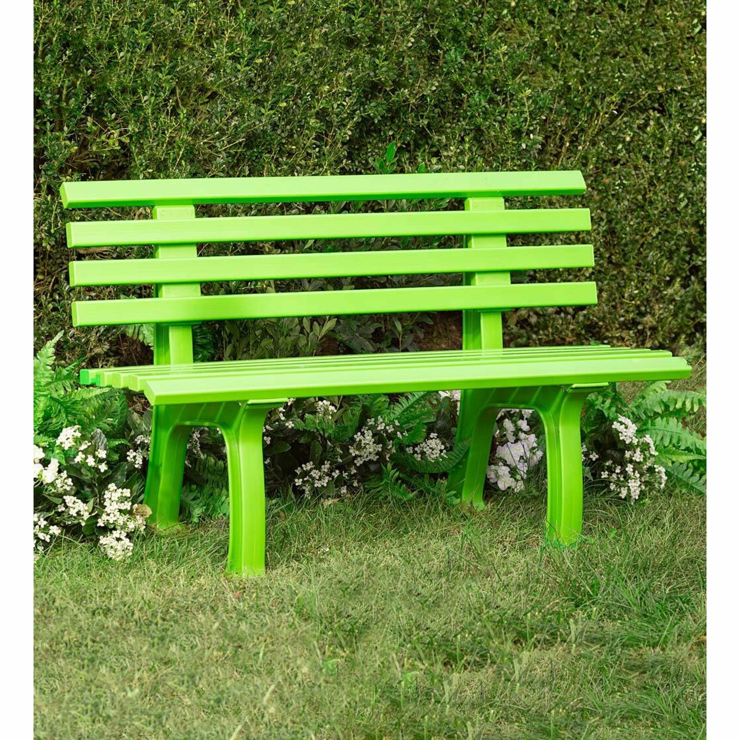 Evergreen 47-in W x 21.25-in H Green Plastic Garden Bench