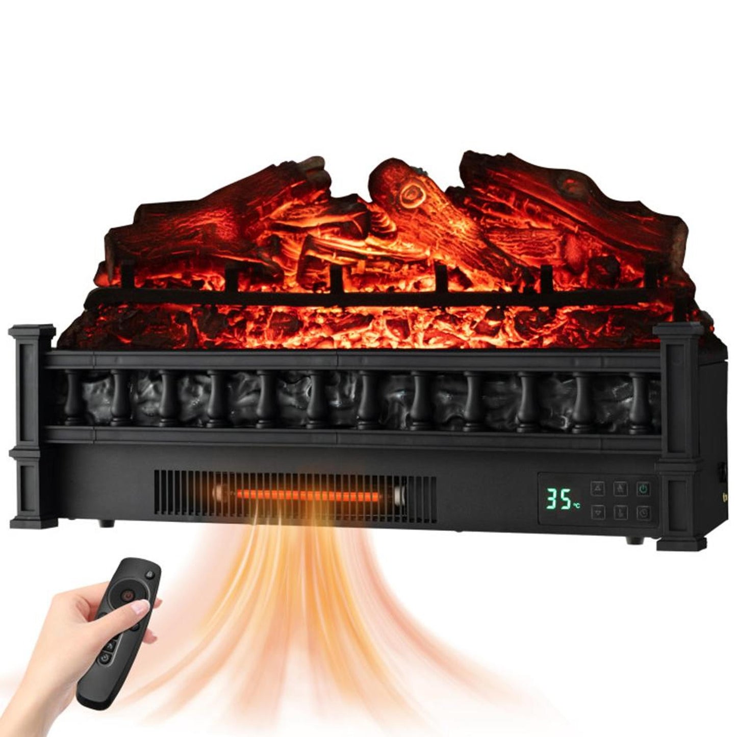 BABOOM 26-in W Black Infrared Quartz Electric Fireplace BOM-10361BK-CO