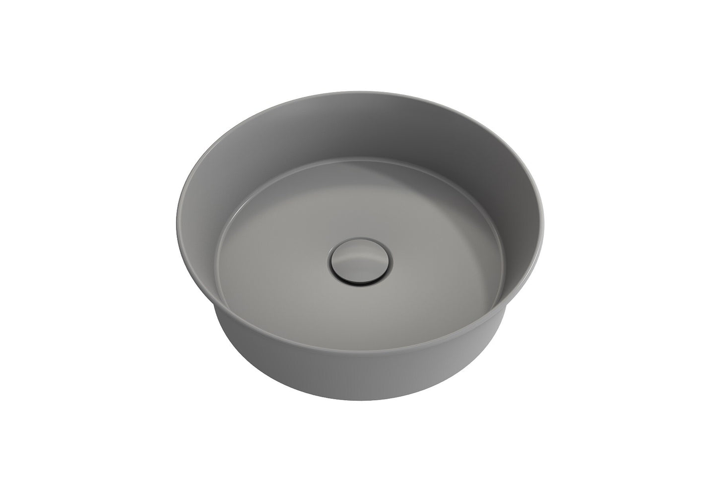 BOCCHI Fire clay Vessel Round Modern Matte Gray Bathroom Sink ( 15-Inches x 15-Inches )